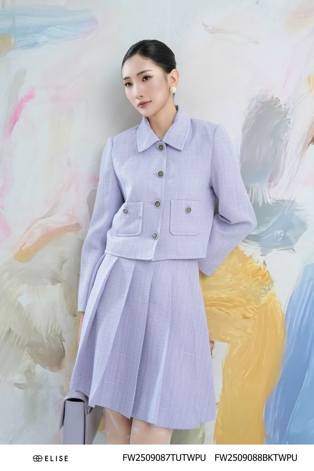 ÁO KHOÁC TWEED TÍM TÚI ỐP