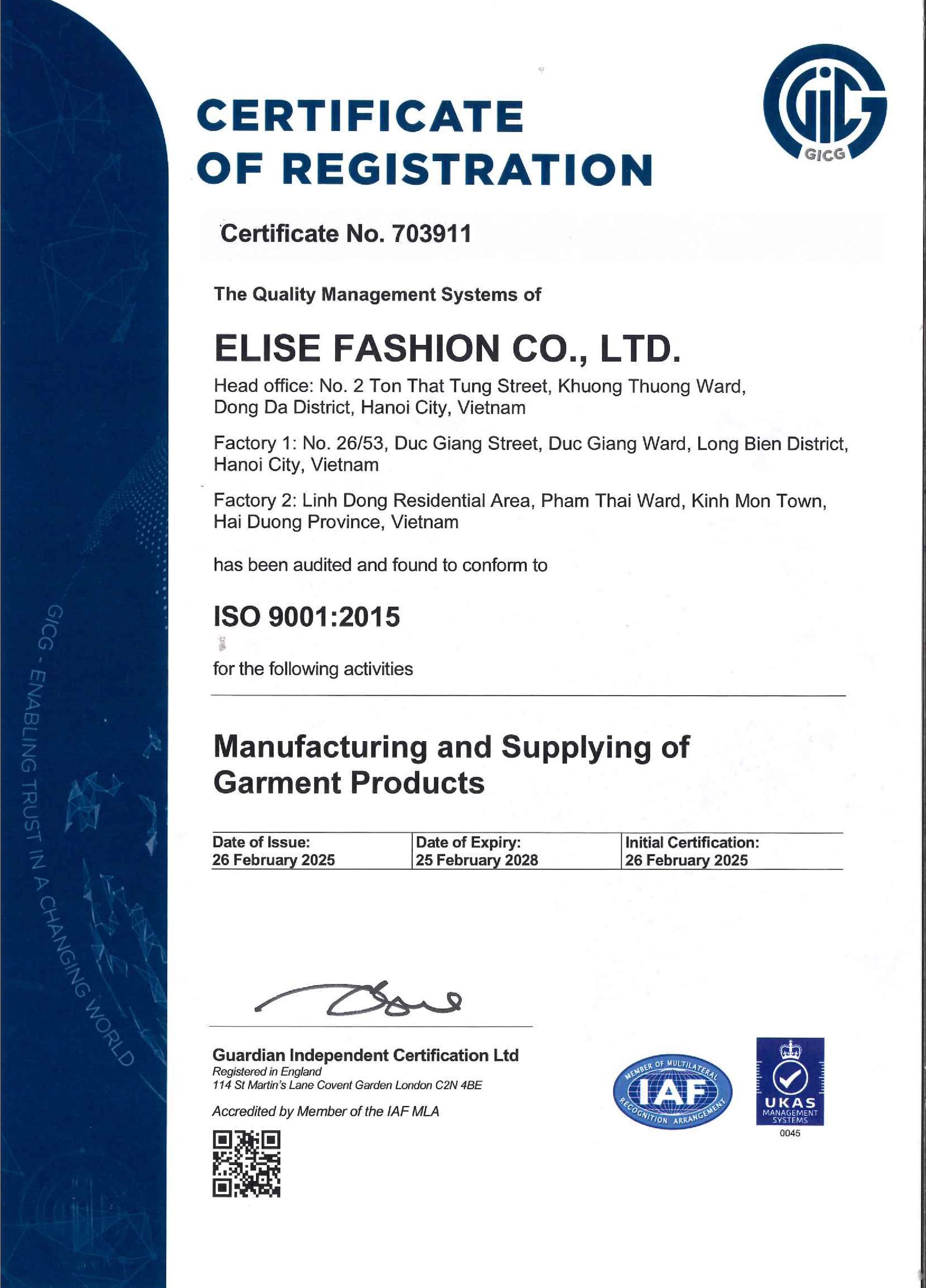 Chứng nhận ISO 9001:2015